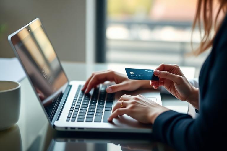 Pessoa fazendo compra online com cartão